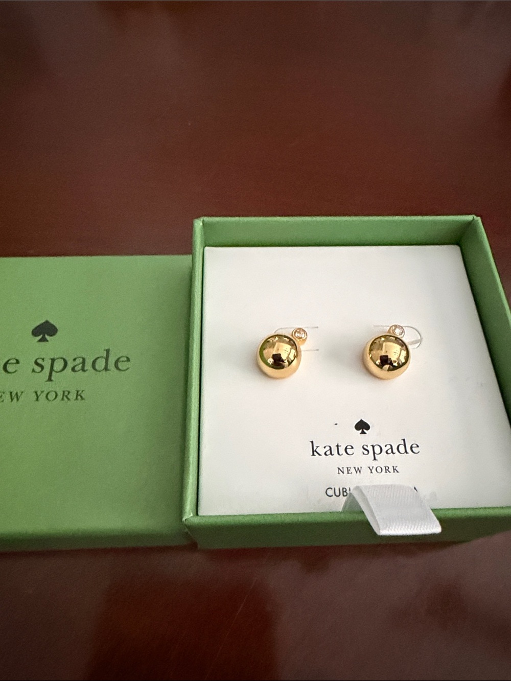 kate spade Gold Dome and Crystal Stud Earrings